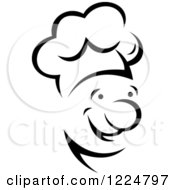 Clipart Of A Happy Black And White Male Chef Wearing A Toque Hat 5 Royalty Free Vector Illustration