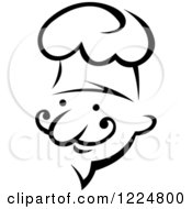 Clipart Of A Happy Black And White Male Chef Wearing A Toque Hat 8 Royalty Free Vector Illustration