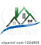 Green Roofed House With A Blue Swoosh