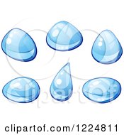 Clipart Of A Reflective Blue Water Droplets 4 Royalty Free Vector Illustration