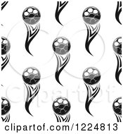 Poster, Art Print Of Seamless Background Black And White Flying Soccer Balls