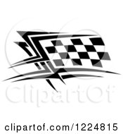 Clipart Of A Black And White Checkered Tribal Racing Flag 5 Royalty Free Vector Illustration