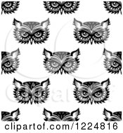 Clipart Of A Seamless Pattern Background Of Owls In Black And White 2 Royalty Free Vector Illustration