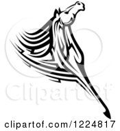 Clipart Of A Black And White Tribal Horse 2 Royalty Free Vector Illustration