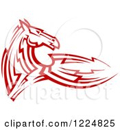 Clipart Of A Red Tribal Horse 3 Royalty Free Vector Illustration