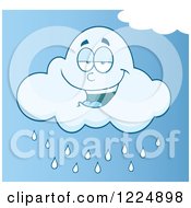Smiling Rain Cloud Mascot In A Blue Sky
