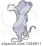 Clipart Of A Rear View Of A Mouse Waving Royalty Free Vector Illustration
