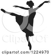 Clipart Of A Black Silhouetted Ballerina Dancer Royalty Free Vector Illustration by Johnny Sajem