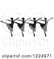 Poster, Art Print Of Black Silhouetted Ballerina Dancers In A Row