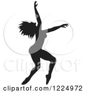 Clipart Of A Black Silhouetted Female Dancer Royalty Free Vector Illustration by Johnny Sajem