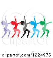 Poster, Art Print Of Colorful Silhouetted Female Dancers In A Row