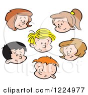 Clipart Of Happy Boy And Girl Faces Royalty Free Vector Illustration