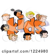 Poster, Art Print Of Happy Diverse Boy And Girl Faces Around The Word Kids
