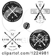 Poster, Art Print Of Black And White Authentic Arrow Gun And Sword Labels