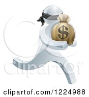 Poster, Art Print Of 3d Silver Robber Carrying A Money Bag