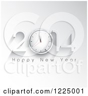 Poster, Art Print Of Happy New Year 2014 Greeting With A Clock On Gray