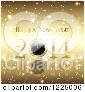 Poster, Art Print Of Golden Burst Happy New Year 2014 Clock Greeting