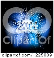 Poster, Art Print Of Happy New Year 2014 Greeting Over A Blue Star Burst