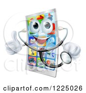 Poster, Art Print Of Pleased Smart Phone Holding A Thumb Up And A Stethoscope