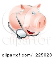 Clipart Of A Medical Piggy Bank With A Stethoscope Royalty Free Vector Illustration by AtStockIllustration