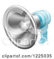 Clipart Of A Silver And Blue Megaphone Royalty Free Vector Illustration