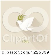 Poster, Art Print Of Peace Dove With An Olive Branch And Shadow Over Tan With Text