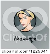 Poster, Art Print Of Blond Housewife With A Shadow And Text Over Gray