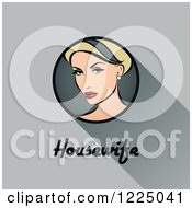 Clipart Of A Blond Housewife With A Shadow And Text Over Gray Royalty Free Vector Illustration by elena
