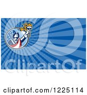 Clipart Of A Retro American Patriot Soldier With A Torch Background Or Business Card Design Royalty Free Illustration