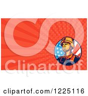 Clipart Of A Retro American Soldier And Flag Background Or Business Card Design Royalty Free Illustration