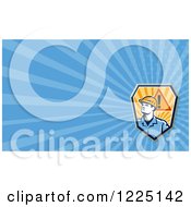 Clipart Of A Retro Contractor And Warning Shield Background Or Business Card Design Royalty Free Illustration