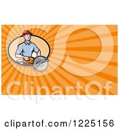 Clipart Of A Contractor Using A Circular Saw Background Or Business Card Design Royalty Free Illustration