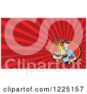 Contractor Holding A Jackhammer Background Or Business Card Design