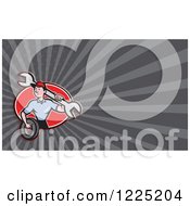 Poster, Art Print Of Mechanic With A Wrench And Tire Background Or Business Card Design
