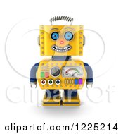 Poster, Art Print Of 3d Happy Yellow Retro Robot