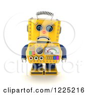 Poster, Art Print Of 3d Sad Yellow Retro Robot Pouting