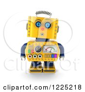 Poster, Art Print Of 3d Surprised Yellow Retro Robot