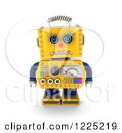 Poster, Art Print Of 3d Yellow Retro Robot About To Cry