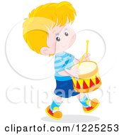 Poster, Art Print Of Happy Caucasian Boy Playing Drums