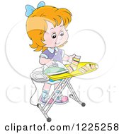 Clipart Of A Red Haired Girl Ironing Socks Royalty Free Vector Illustration