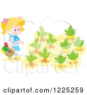 Poster, Art Print Of Blond Caucasian Girl With Gardent Ools And Vegetables