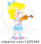 Blond Caucasian Girl Playing A Violin