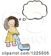 Poster, Art Print Of Thinking Girl Pushing A Chair