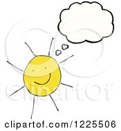 Clipart Of A Thinking Happy Sun Royalty Free Vector Illustration by lineartestpilot