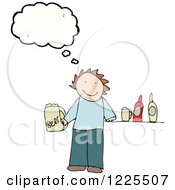 Poster, Art Print Of Thinking Man With Beer