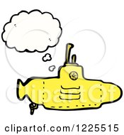 Clipart Of A Thinking Yellow Submarine Royalty Free Vector Illustration by lineartestpilot