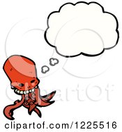 Clipart Of A Thinking Skull Octopus Royalty Free Vector Illustration by lineartestpilot
