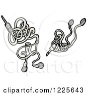 Clipart Of Ear Buds Royalty Free Vector Illustration by lineartestpilot