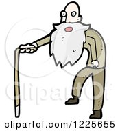 Surprised Old Man Using A Cane