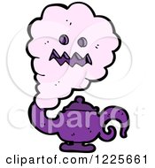 Clipart Of A Purple Genie Cloud And Lamp Royalty Free Vector Illustration